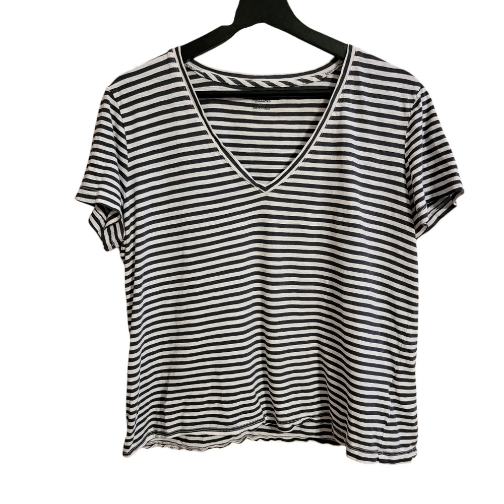 Madewell Black and White Striped Short Sleeve Tee
